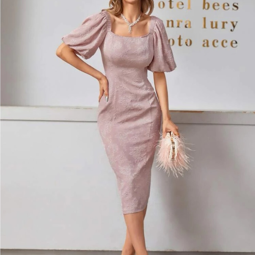 Pink casual midi dress